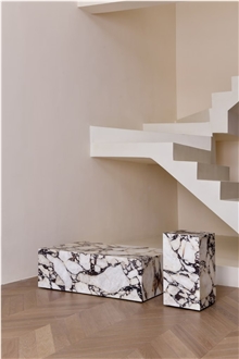 Stone Coffee Table Calacatta Viola Marble Plinth
