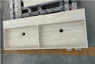 Travertine Wall Mounted Bathroom Stone Sink