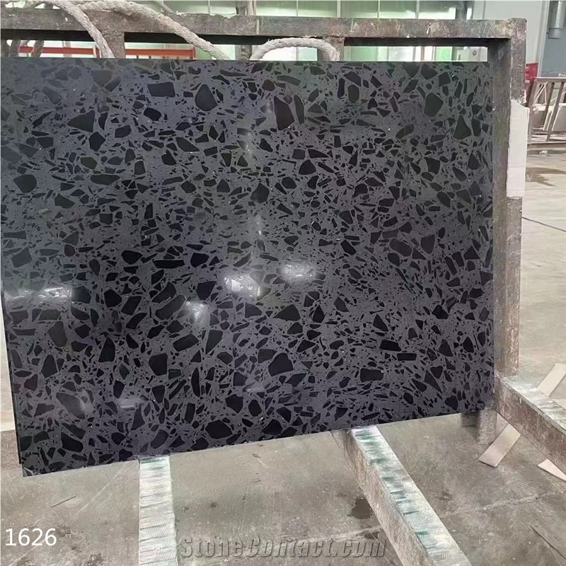 Black Quartz Slabs Artificial Stone Tile