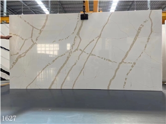 Calacatta White Marble Vein Artificial Quartz Slabs