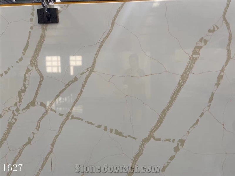 Calacatta White Marble Vein Artificial Quartz Slabs