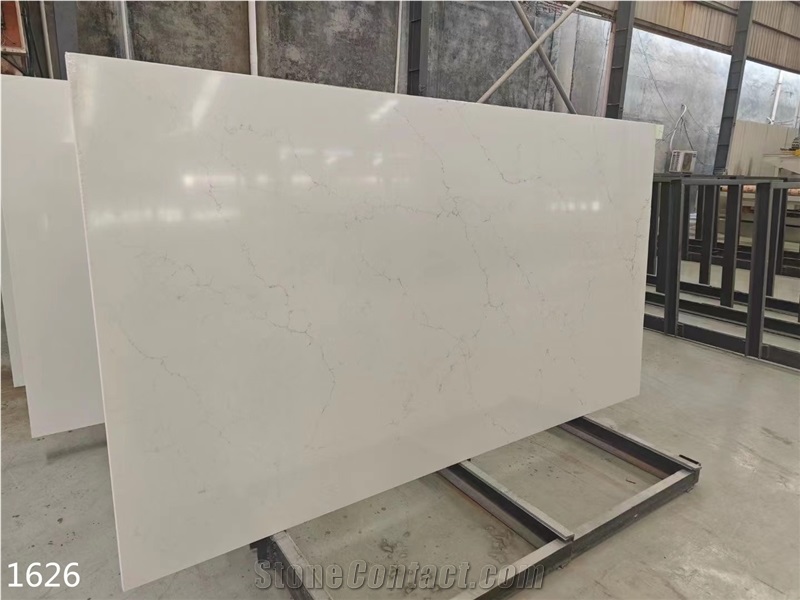Calacatta White Marble Vein Quartz Slabs Interior Floor Use