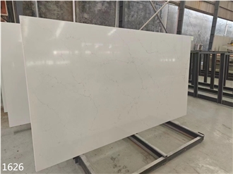 Calacatta White Marble Vein Quartz Slabs Interior Floor Use