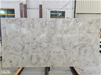 Vein Grey Quartz Slabs Artificial Stone Floor Use