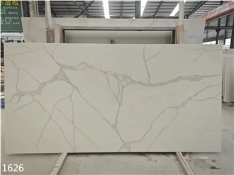 White Calacatta Quartz Slabs Hotel Wall Use