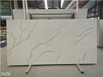 White Calacatta Quartz Slabs Hotel Wall Use