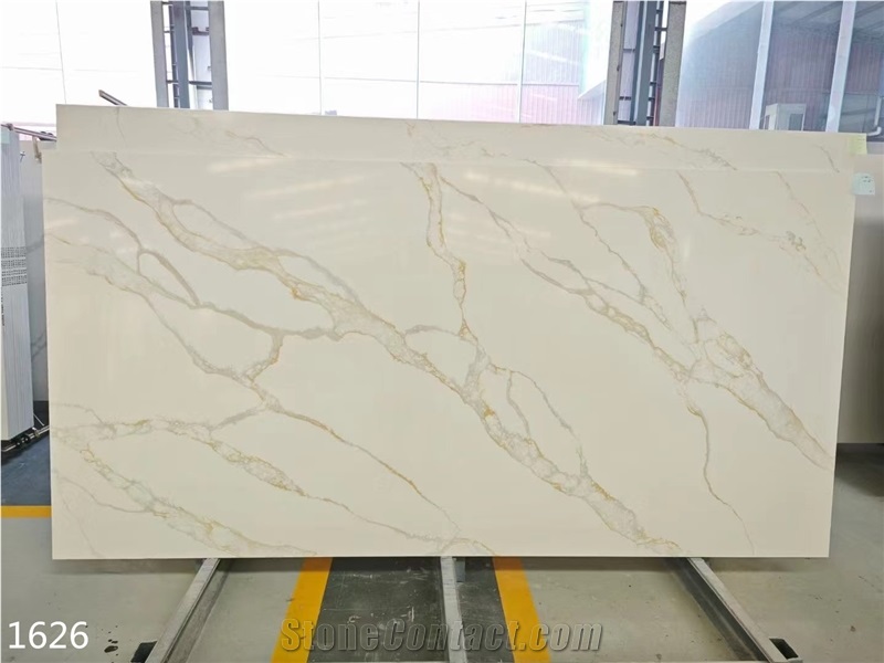 White Calacatta Quartz Slabs Hotel Wall Use