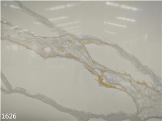 White Calacatta Quartz Slabs Hotel Wall Use