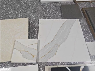 White Calacatta Quartz Slabs Hotel Wall Use