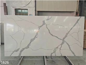 White Calacatta Quartz Slabs Hotel Wall Use