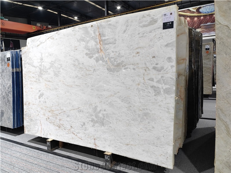 Crystal Quartzite Slabs Albino White For Floor