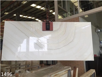 White Tiger Onyx Slabs White Natural Stone Floor Use