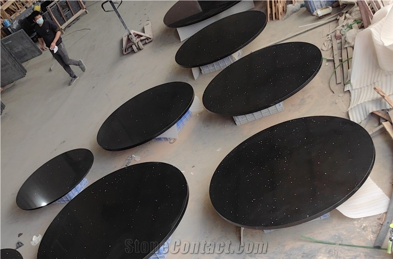 1003 Black Galaxy Quartz Dining Table