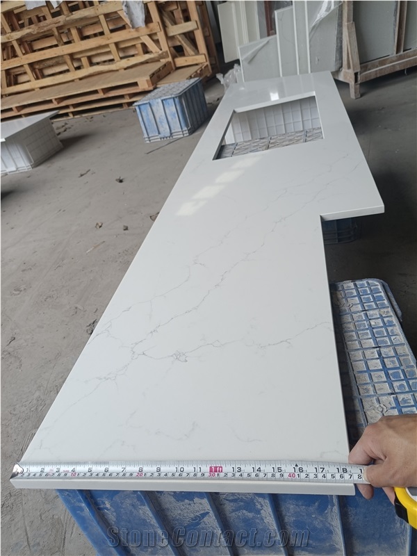 5015 Quartz Kitchen Countertop,Artificial Stone With Grey Vein