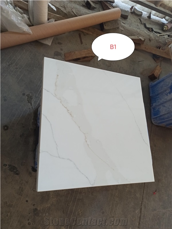 5052 Calacatta Leon Slab Tiles  Artificial Quartz Tiles
