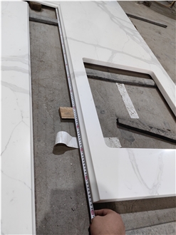 5062 White Quartz Grey Veins Artificial Kitchen Countertop