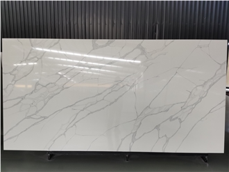 5062 White Quartz Grey Veins Artificial Kitchen Countertop