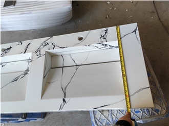 5089 Channel Quartz Table Top Artificial Stone Bath Unit Countertop