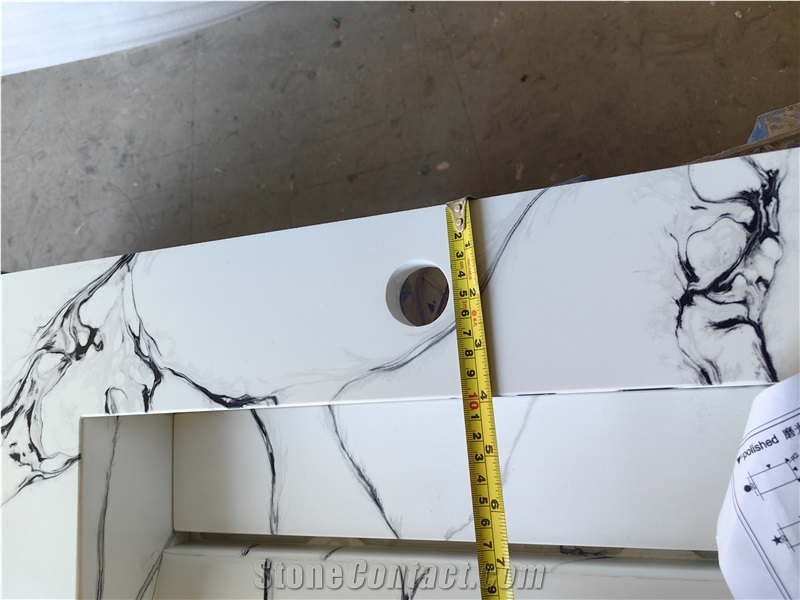 5089 Channel Quartz Table Top Artificial Stone Bath Unit Countertop