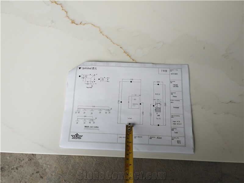 Artificial Calacatta 5052 Artificial Stone Countertop