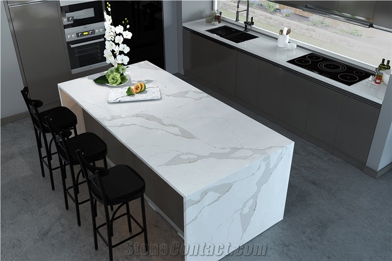 Artificial Calacatta 5057 Quartz Bathroom Countertop