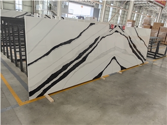Artificial Stone Calacatta Panda White Quartz Slabs