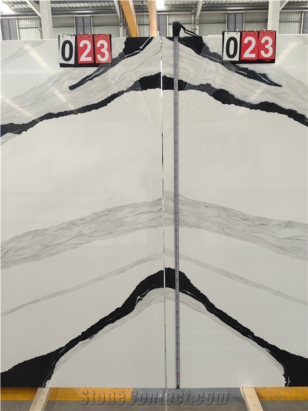 Artificial Stone Calacatta Panda White Quartz Slabs