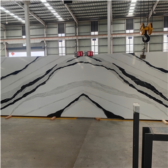 Artificial Stone Calacatta Panda White Quartz Slabs