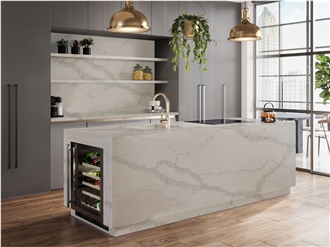 Custom Artificial 5069 Double Sink Quartz Kitchen Countertop