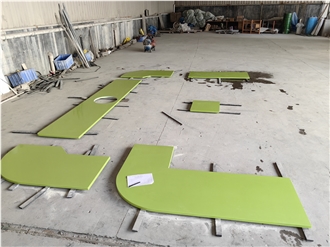 GOLDTOP 2010 Concrete Apple Green Quartz Kitchen Tops