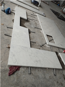 GOLDTOP 6088 Concrete Hermers White Quartz Kitchen Tops