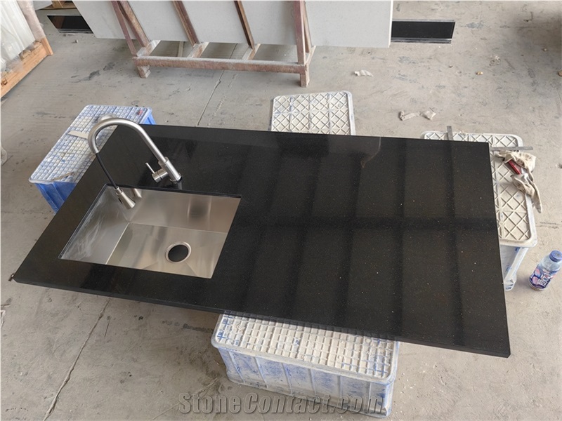 GOLDTOP OEM/ODM Black Galaxy Granite Countertop