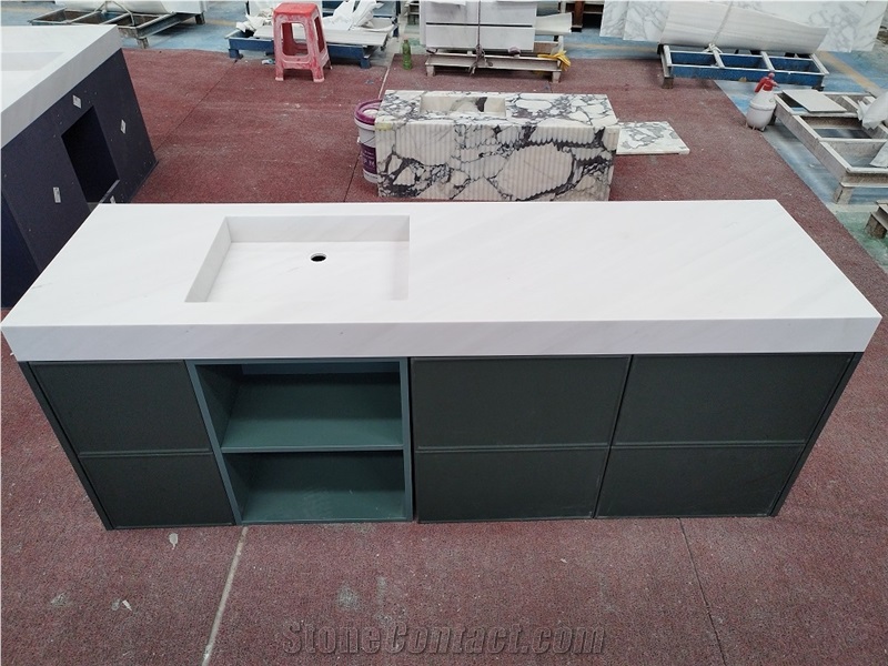 New Sivec White Marble Bath Top