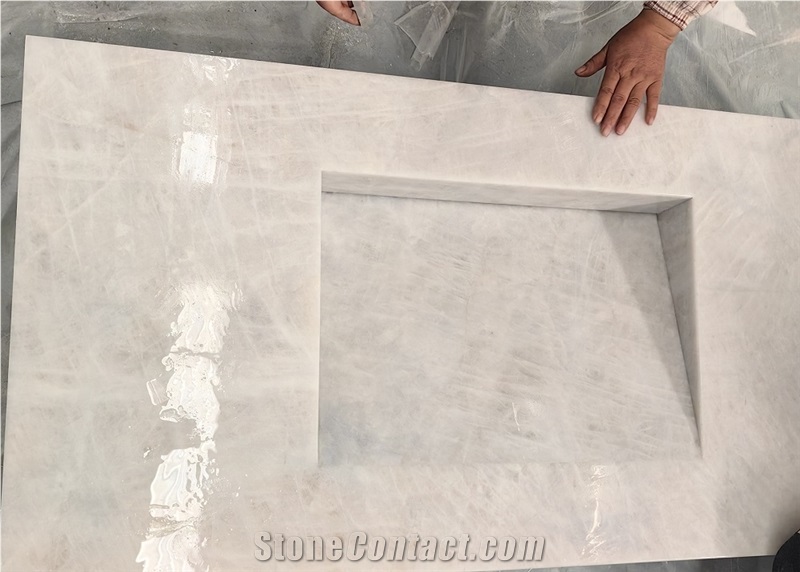 White Quartzite Bathroom Countertop