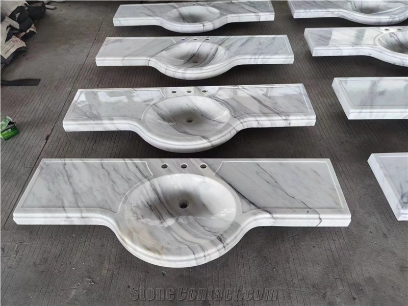 Calacatta White Marble Natural Stone Prefab Vanity Tops