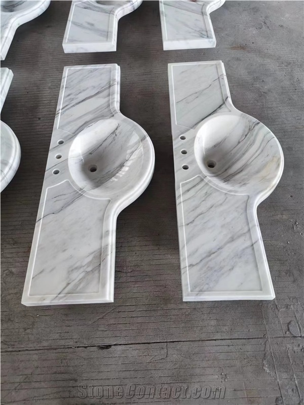 Calacatta White Marble Natural Stone Prefab Vanity Tops