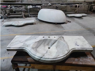 Calacatta White Marble Natural Stone Prefab Vanity Tops