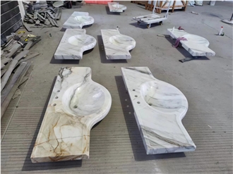 Calacatta White Marble Natural Stone Prefab Vanity Tops