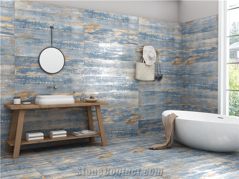 WORN WOOD AZUL Porcelain Tiles
