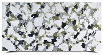 AQ86102 Green And White Quartz Slabs