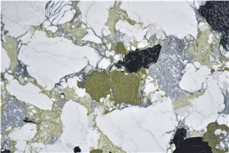 AQ86102 Green And White Quartz Slabs
