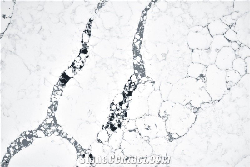 AQ8688 White Quartz With Blue And Grey Veins Quartz Slabs