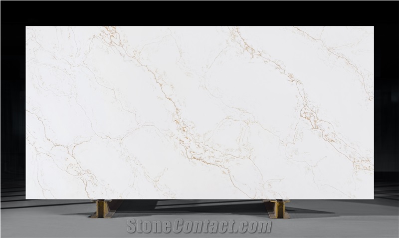 AQ9118 Samira Brown Quartz Slabs With Glod Vein