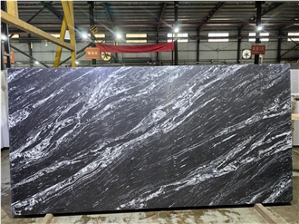 AQ9910 Artificial Big Black Quartz Slabs With White Vein
