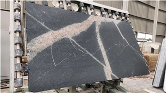 Black Storm Granite Slabs With Leathered Surface