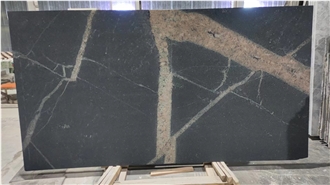 Black Storm Granite Slabs With Leathered Surface