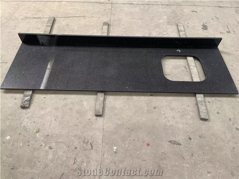 Black Artificial Quartz Stone Kitchen Countertops