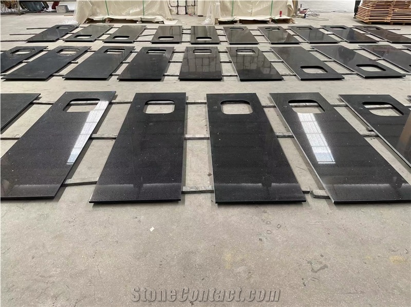 Black Artificial Quartz Stone Kitchen Countertops