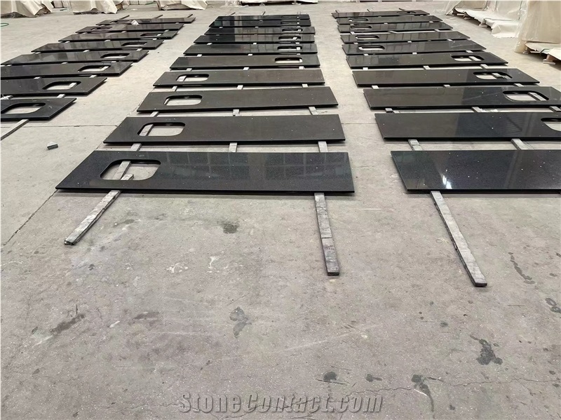Black Artificial Quartz Stone Kitchen Countertops