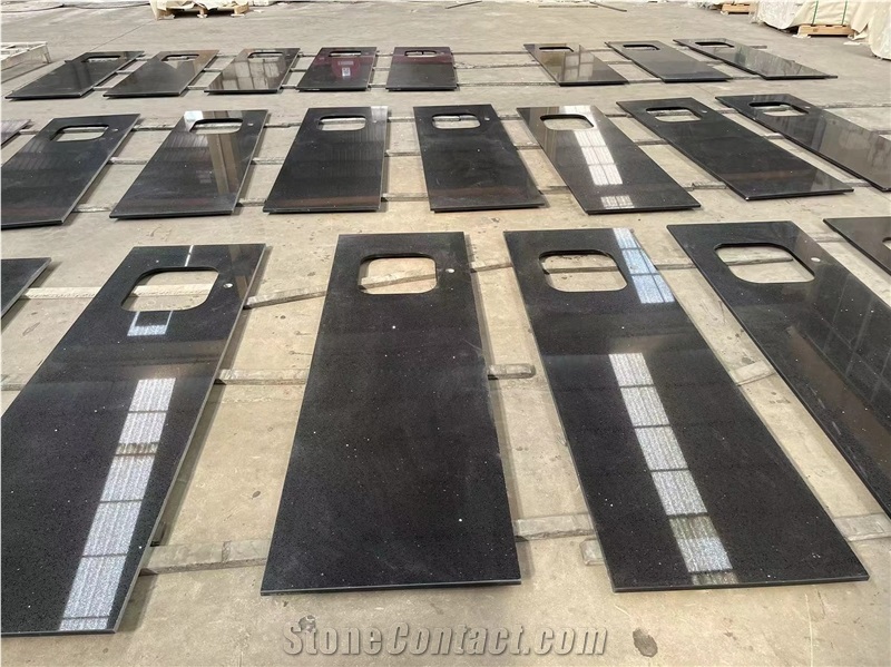 Black Artificial Quartz Stone Kitchen Countertops